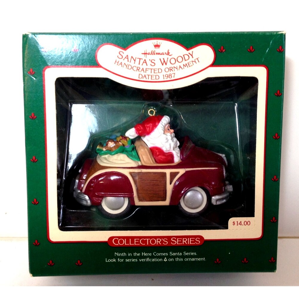 Vintage Santa's Woody Car Collector Series Hallmark Christmas Ornament 1987